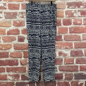 Anthropologie Mine Pants Women's Medium Blue White Boho Aztec Abstract Pull On